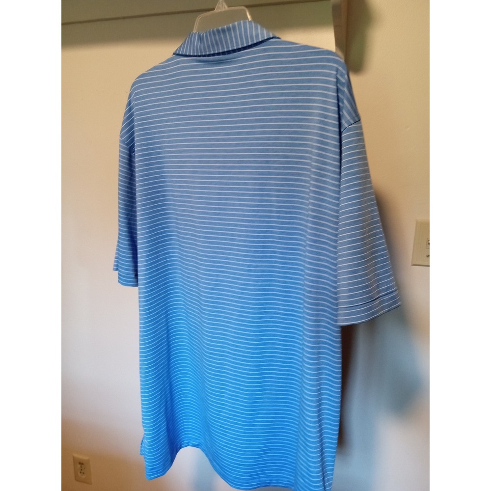 Peter Millar Summer Comfort Mens XXL Blue White Striped Performance Golf Polo - Picture 4 of 6